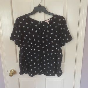 Rebecca Taylor silk v-neck peplum blouse